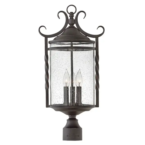The Casa LED Post Lantern brings authentic Southwestern character to outdoor spaces with its hand-forged scrollwork and twisted wrought iron accents. The solid aluminum construction ensures durability while the Olde Black finish adds rustic elegance.