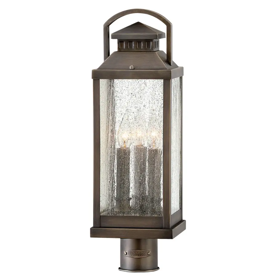 Revere LED Post Top or Pier Mount Lantern in Blackened Brass
