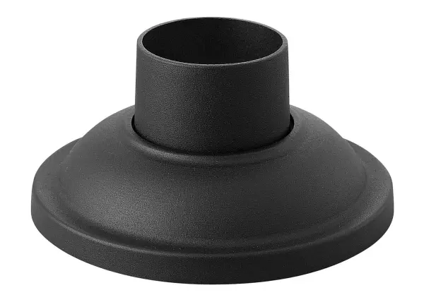 A compact, weather-resistant pier mount base designed for outdoor post light installations. The aluminum construction with wet-rated safety certification ensures long-lasting performance in all weather conditions.