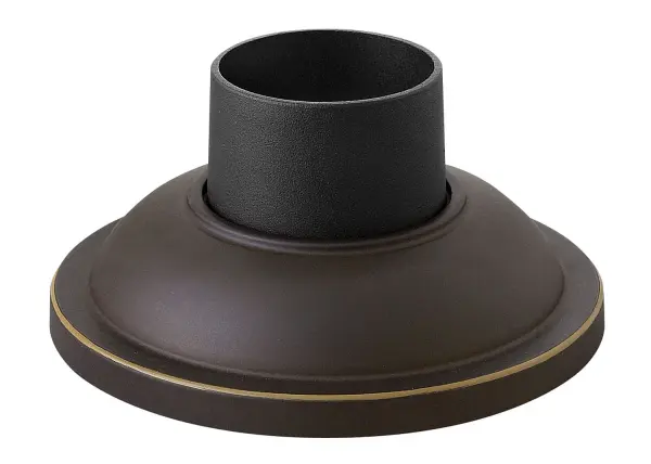 A compact aluminum pier mount base designed for outdoor post lighting installations. The oil rubbed bronze finish provides durability and classic appeal for residential and commercial applications.