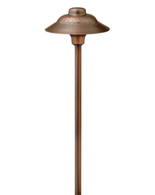The Essence LED Path Light combines energy-efficient LED technology with a sophisticated olde copper finish. Its compact 6-inch profile and frosted glass shade deliver warm, welcoming illumination for walkways and outdoor spaces.