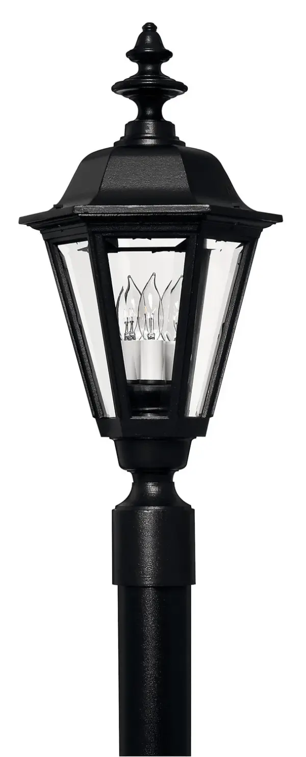 The Manor House LED Post Lantern combines timeless design with modern LED efficiency. Its cast aluminum construction and wet-rated certification ensure long-lasting outdoor performance, while clear beveled glass panels provide elegant illumination.