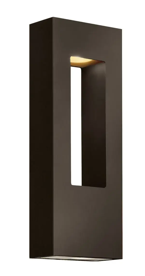 The Atlantis LED wall sconce delivers minimalist sophistication with integrated LED technology, exceptional color rendering (CRI 96), and comprehensive outdoor ratings including ADA, Dark Sky, and Title 24 compliance.