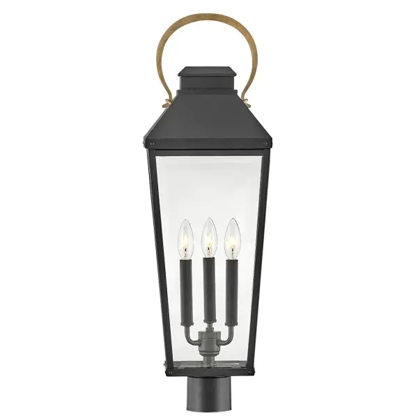 The Dawson LED Post Lantern combines classic lantern styling with modern LED efficiency. Its tapered silhouette, clear beveled glass, and contrasting bronze handle create visual interest while the durable aluminum construction ensures longevity in outdoor conditions.