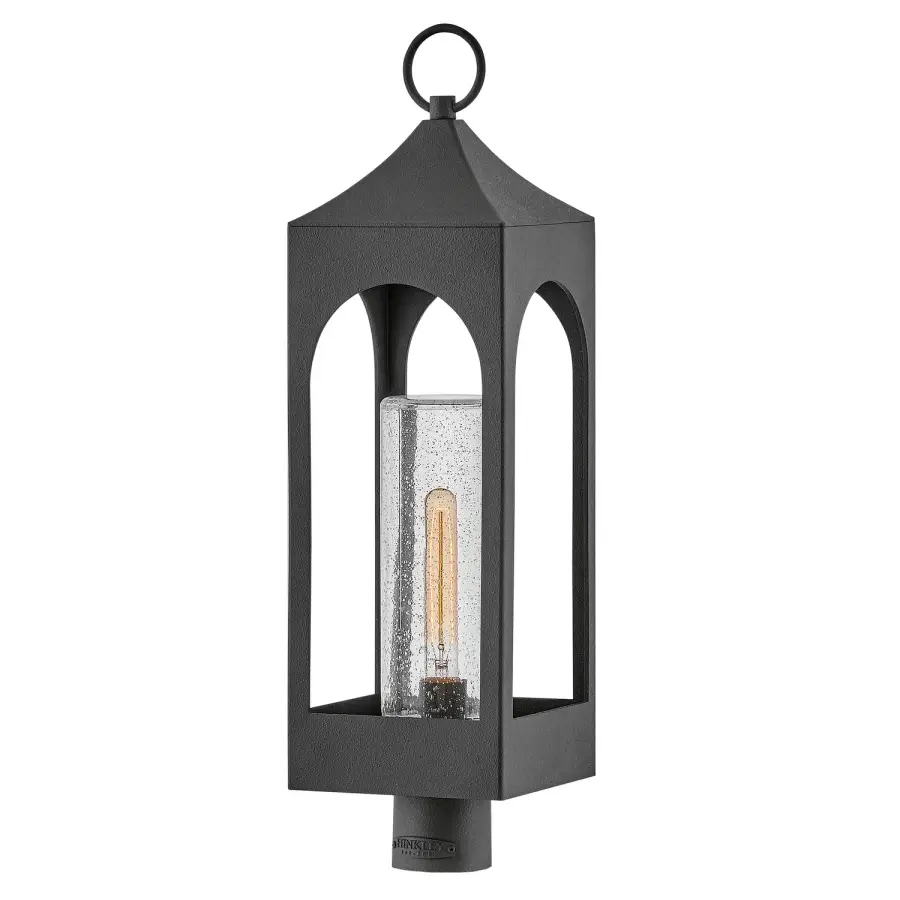 Amina LED Post Top or Pier Mount Lantern in Distressed Zinc