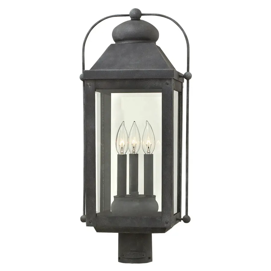 Anchorage LED Post Top or Pier Mount Lantern in Aged Zinc