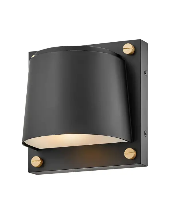 The Scout LED wall sconce delivers modern style with functional downward lighting. Its square profile and decorative screws create visual interest while the integrated LED provides energy-efficient illumination. Wet-rated and Dark Sky compliant.