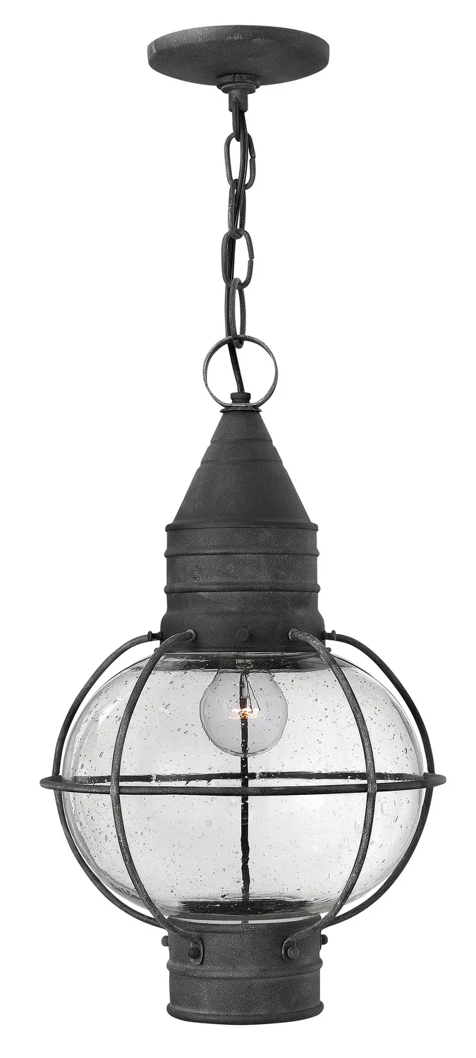 Cape Cod LED Hanging Lantern in Aged Zinc