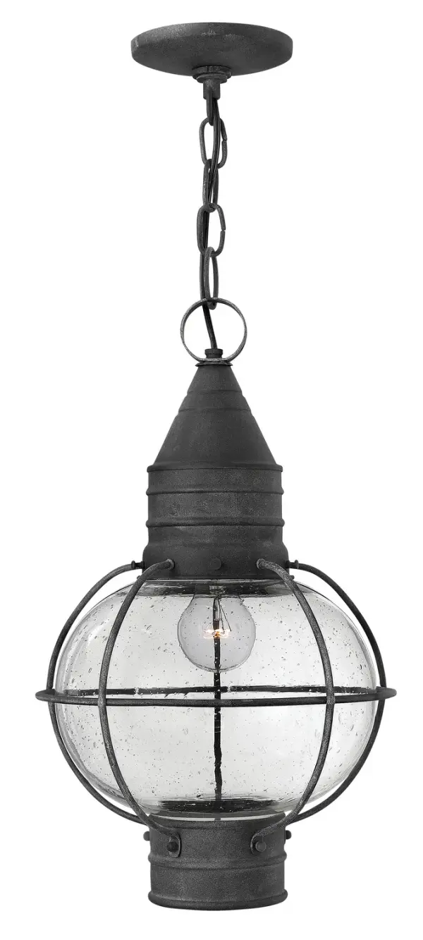 Cape Cod LED Hanging Lantern in Aged Zinc