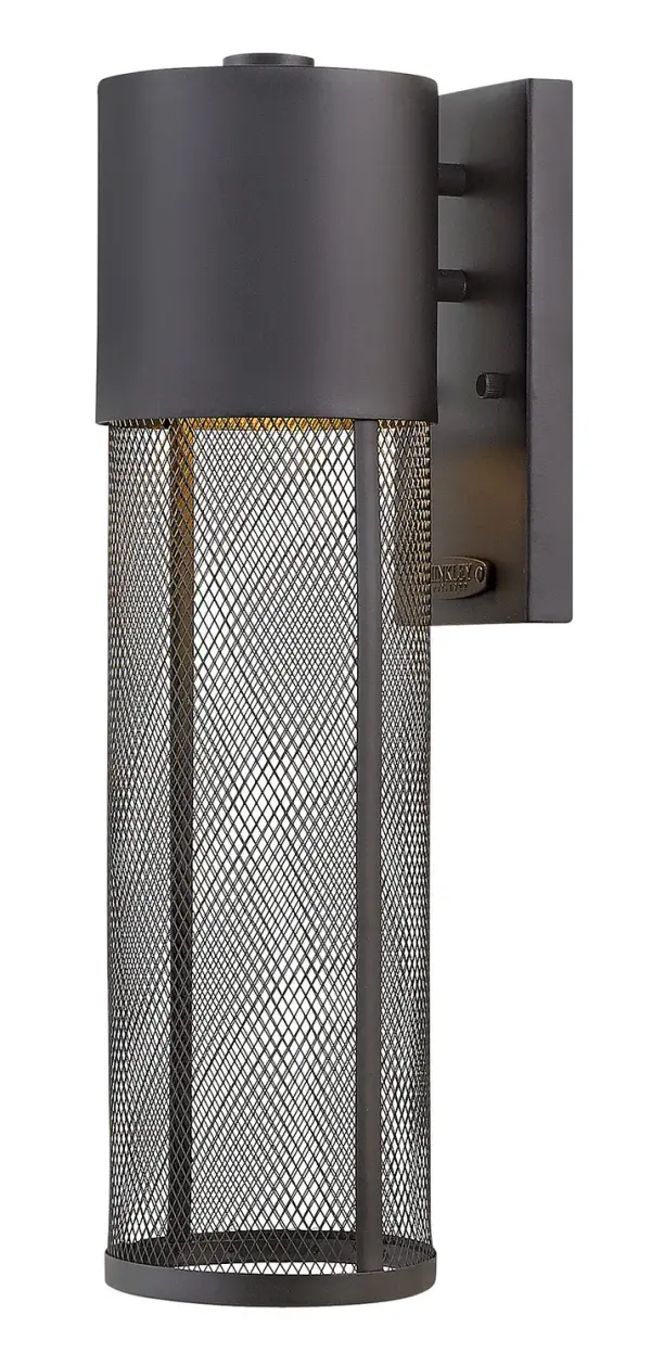 The Aria LED wall sconce delivers contemporary style with practical outdoor performance. Its durable aluminum construction and stainless steel mesh shade create visual interest while meeting Dark Sky compliance standards.