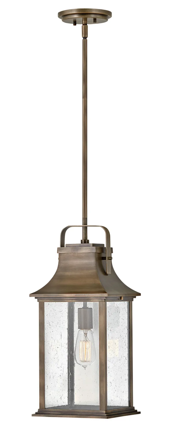 Grant LED Hanging Lantern in Burnished Bronze