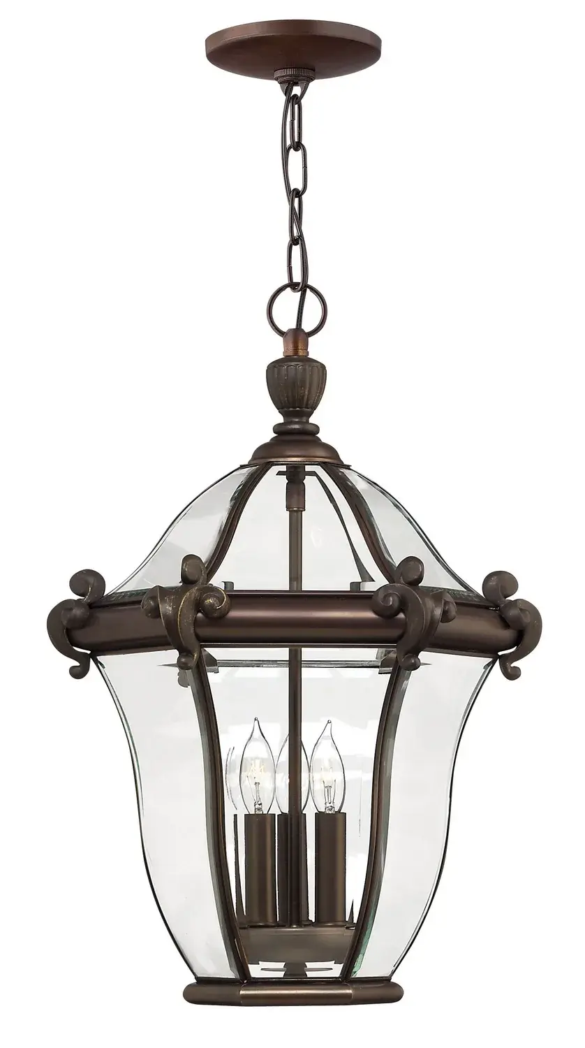 San Clemente LED Hanging Lantern in Copper Bronze
