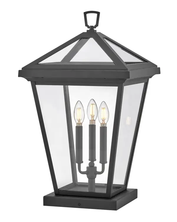 The Alford Place LED Pier Mount combines classic design with modern LED efficiency. Its die-cast aluminum frame and sealed glass roof deliver 360-degree illumination, making it ideal for driveways, gates, and property entrances.