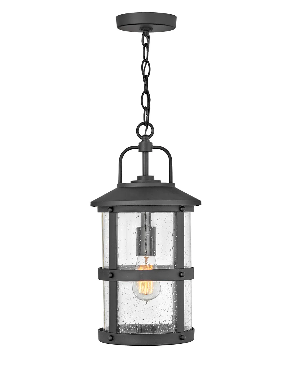 Lakehouse LED Hanging Lantern in Black