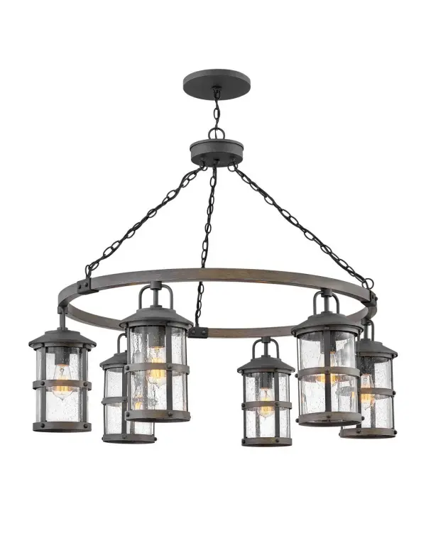 The look is relaxed, but the components of Lakehouse are quietly satisfying. Lakehouse features a distressed, Aged Zinc with Driftwood Gray or a Black finish accompanied by clear seedy glass. Cast aluminum construction ensures Lakehouse will withstand for years. Blissfully simple, yet all the details are memorable.
