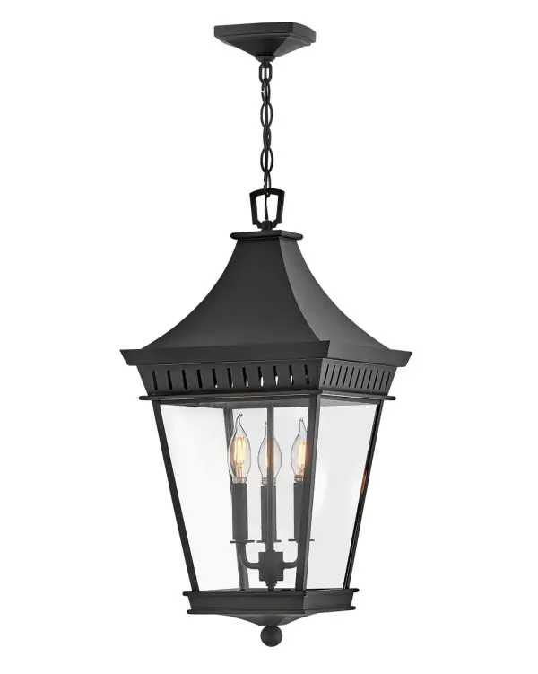 Chapel Hill brings early American charm to your exterior with its steep roof, angular lines, and large clear glass panels. The wet-rated aluminum construction ensures durability while LED technology provides energy-efficient illumination.