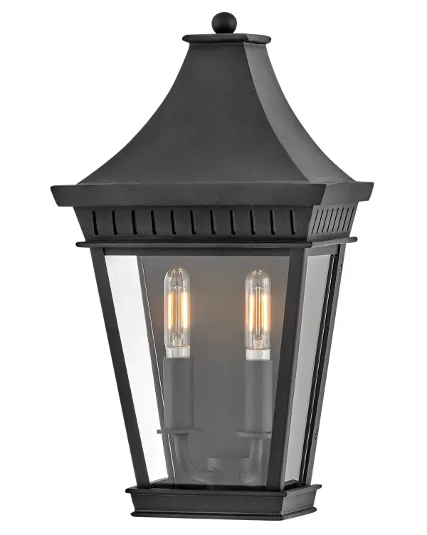 Chapel Hill brings early American charm to your exterior with its steep roof, angular lines, and clear glass panels. The wet-rated aluminum construction ensures durability, while integrated LED technology provides energy-efficient illumination.