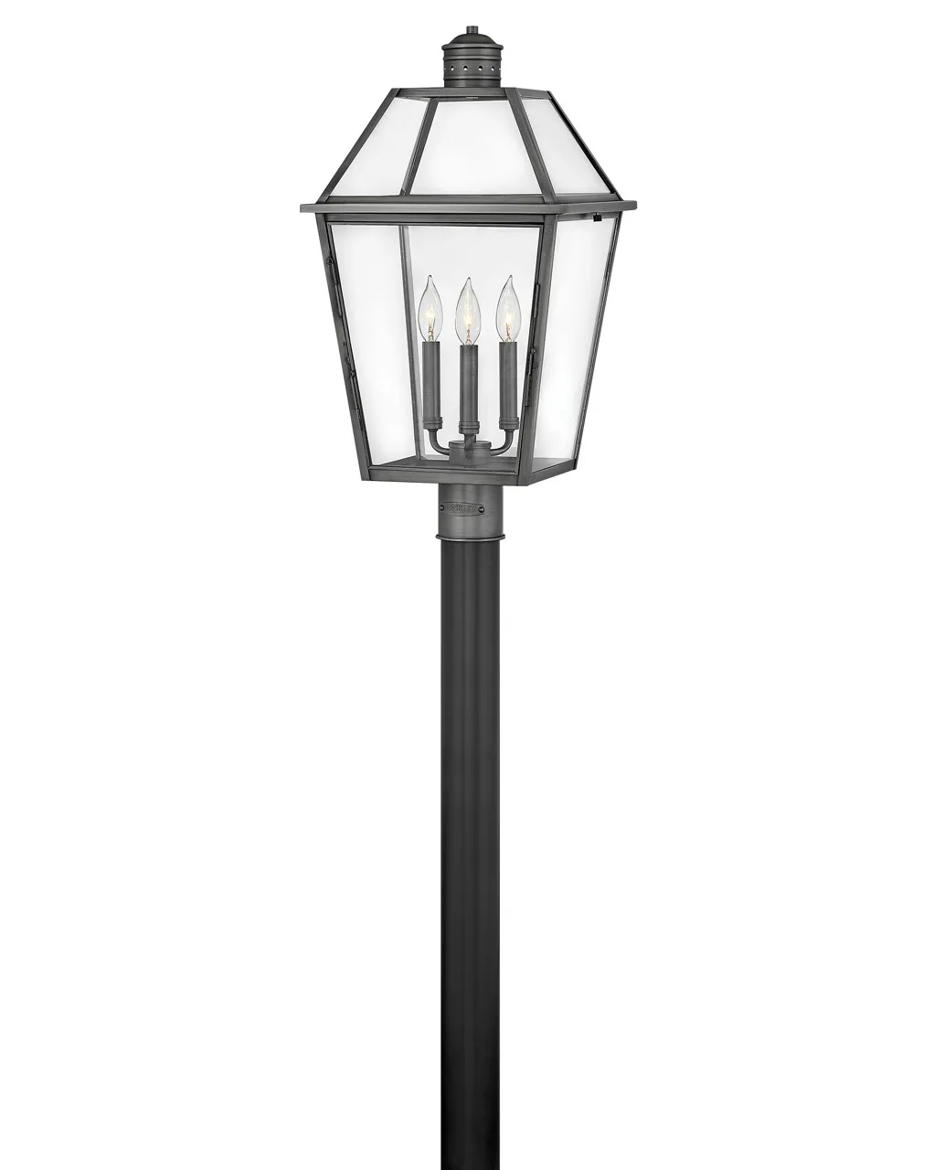 Nouvelle LED Post Top or Pier Mount Lantern in Blackened Brass