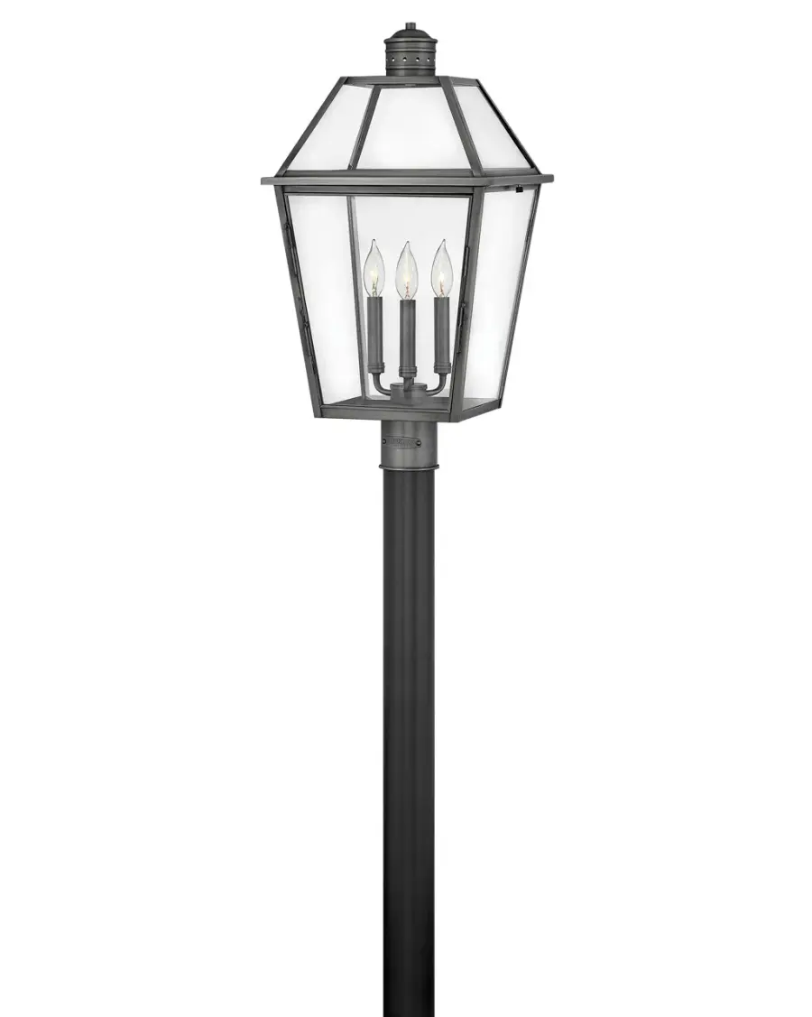 Nouvelle LED Post Top or Pier Mount Lantern in Blackened Brass