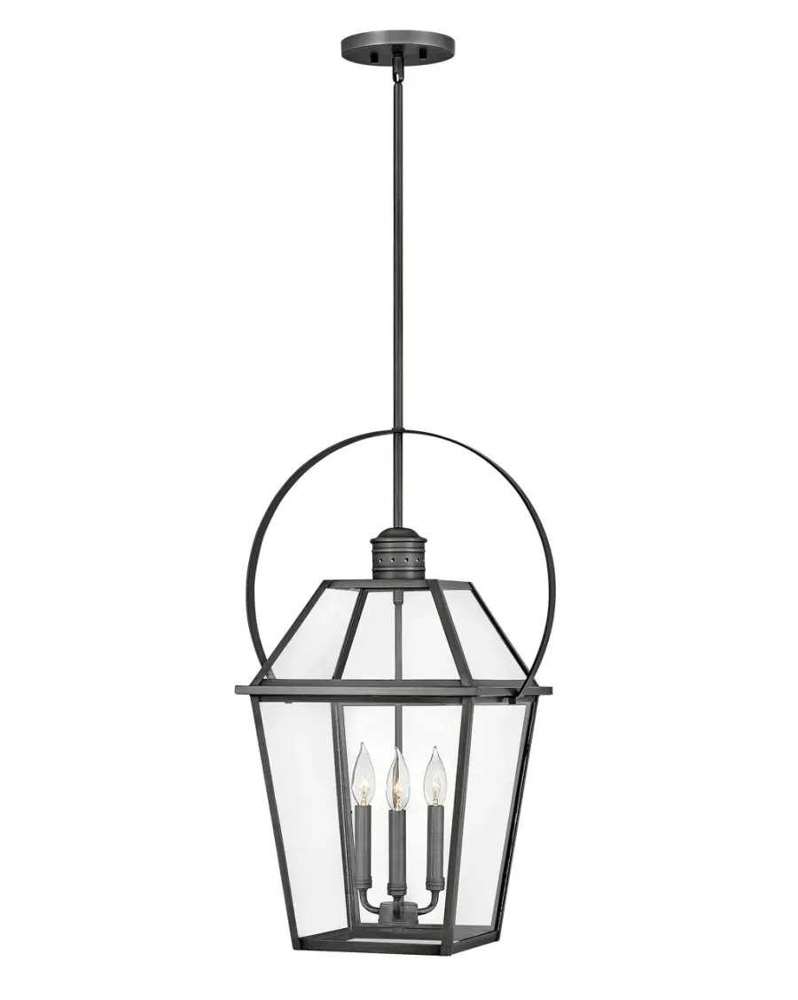 Nouvelle LED Hanging Lantern in Blackened Brass
