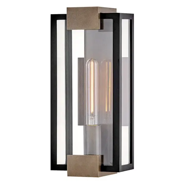 The Bergen LED wall lantern combines classic lantern styling with modern LED efficiency. Its beveled clear glass and black aluminum frame with bronze accents create sophisticated curb appeal while providing reliable outdoor illumination.