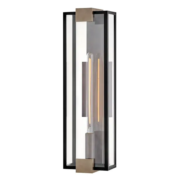 Bergen combines classic lantern styling with modern LED efficiency in a striking black frame accented with burnished bronze. The beveled clear glass creates beautiful light refraction while the wet-rated construction ensures durability in any weather.