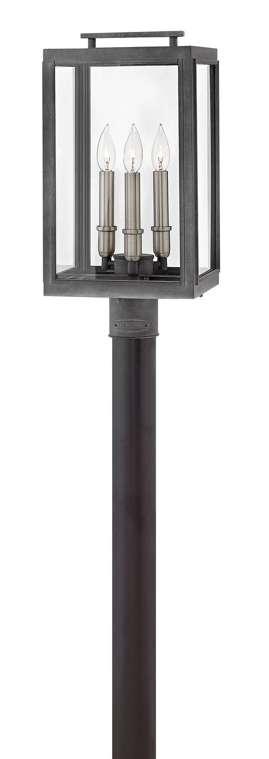 Sutcliffe LED Post Top or Pier Mount Lantern in Aged Zinc