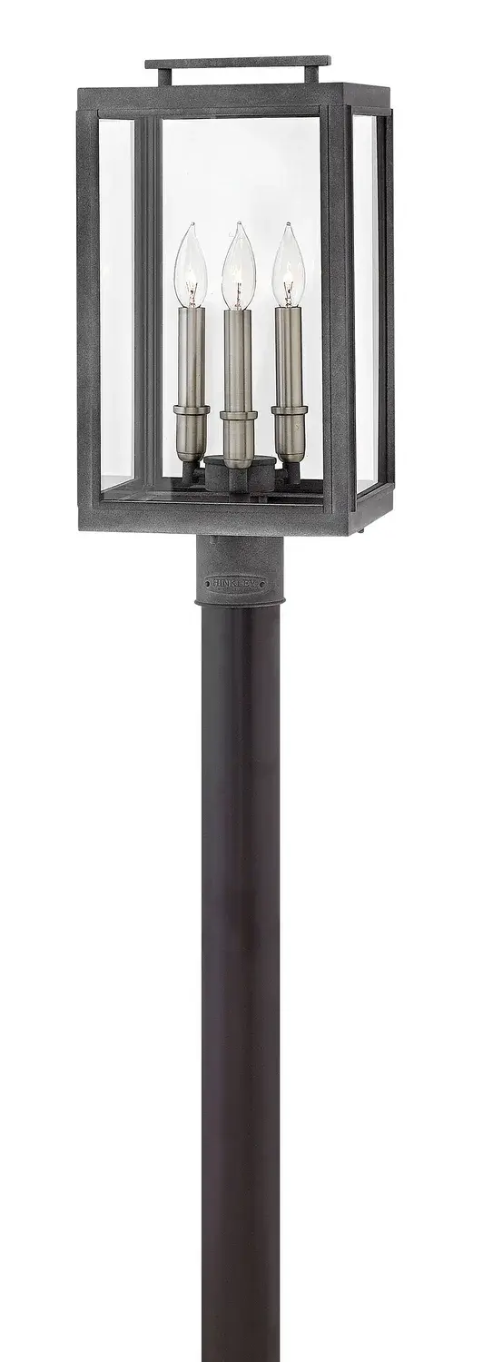 Sutcliffe LED Post Top or Pier Mount Lantern in Aged Zinc