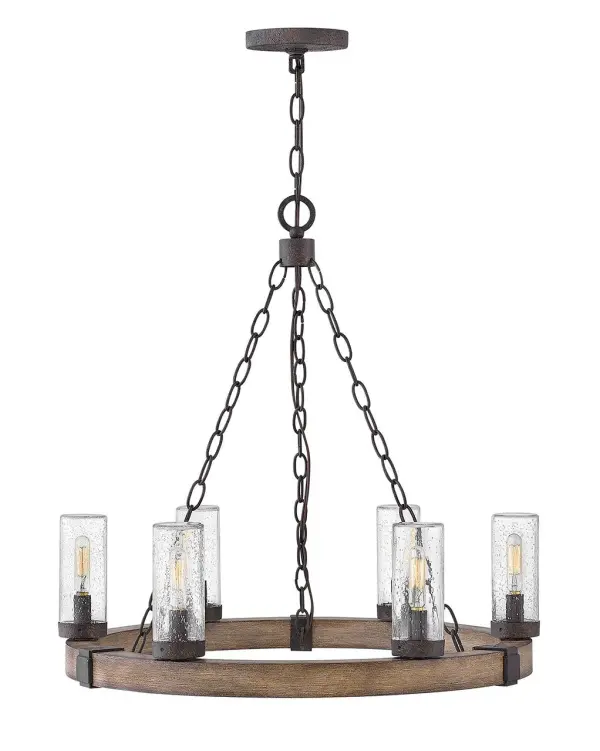 The fresh, rustic design of the Sawyer collection will inject any outdoor living experience with the warm, cozy ambiance of an indoor setting. Constructed with Hinkley's own anti-corrosion coating, Sawyer ensures maximum resiliency and performance in the elements.