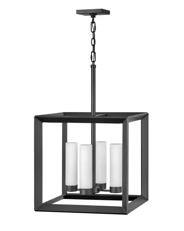 The Rhodes LED Chandelier combines handsome proportions with practical versatility. Its wet-rated construction and integrated LED technology make it equally suited for covered patios or interior dining spaces.