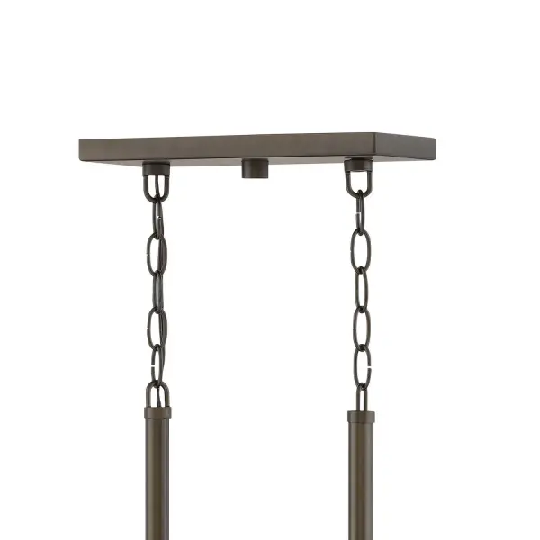 Rhodes exudes warmth and a handsome appeal with a clean transitional design and generous proportions. Perfectly suited for either exterior or interior spaces, the Warm Bronze finish and clear seedy glass perfectly complement the robust framework. Vintage-inspired filament bulbs are recommended to complement these designs. - alternate view