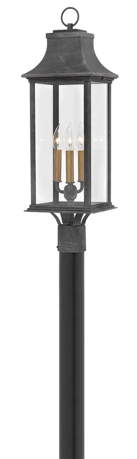 Adair LED Post Top or Pier Mount Lantern in Aged Zinc
