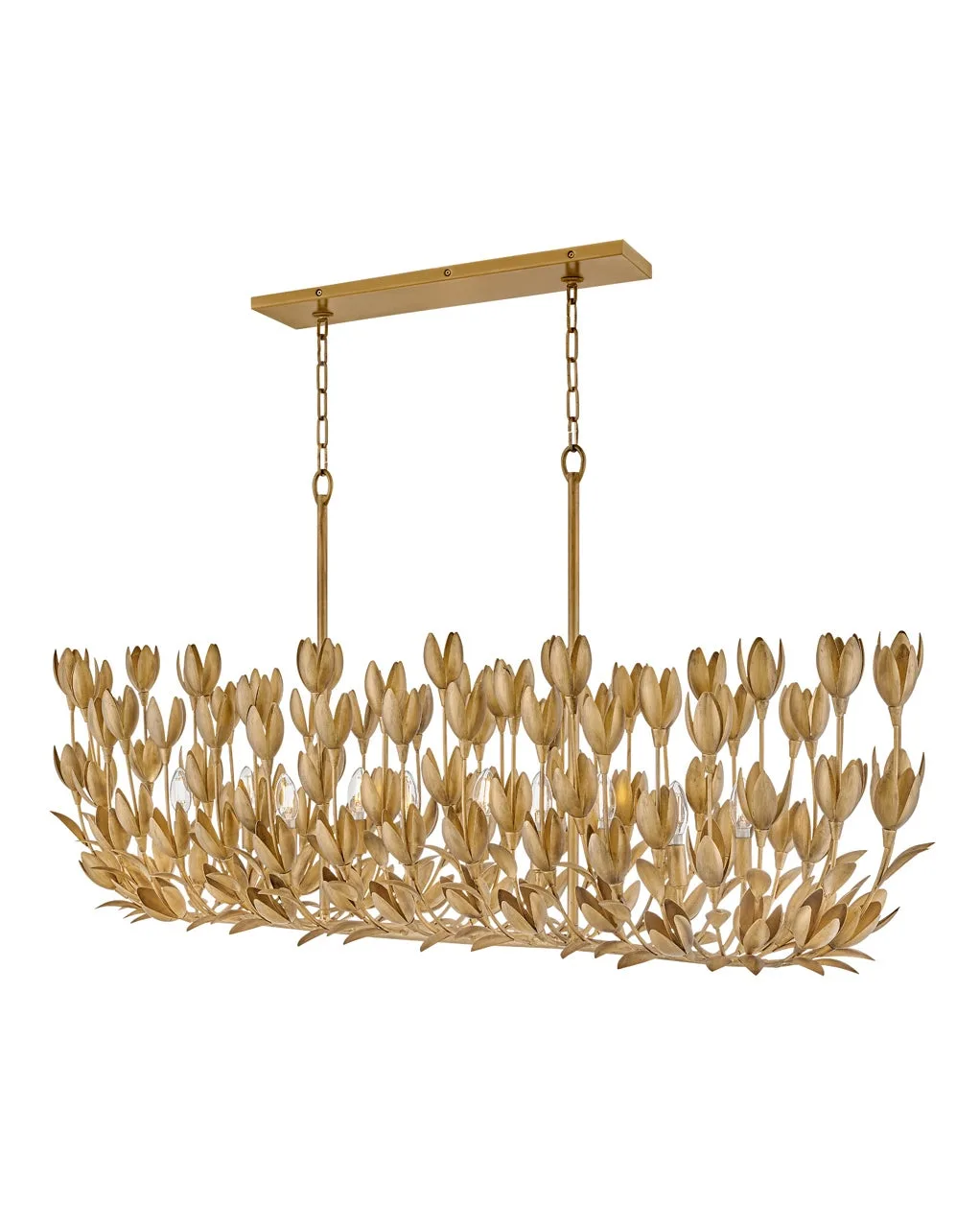 Flora LED Linear Chandelier in Burnished Gold