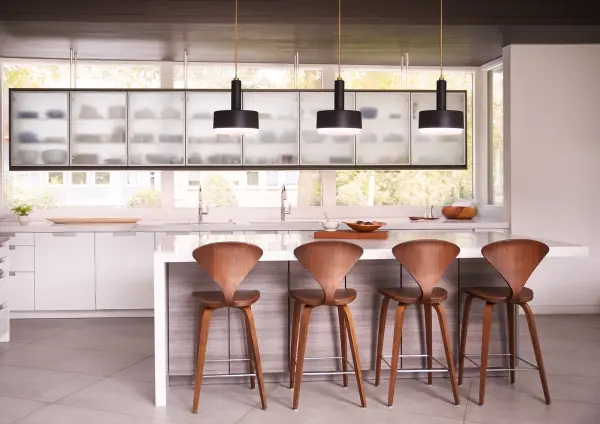 Cedric effortlessly establishes a calm, cool and collected presence. Its sleek silhouette is sheathed in a lustrous finish. The robust light output, emanating through deluxe etched opal glass, ensures this modern design delivers on style and substance. - alternate view