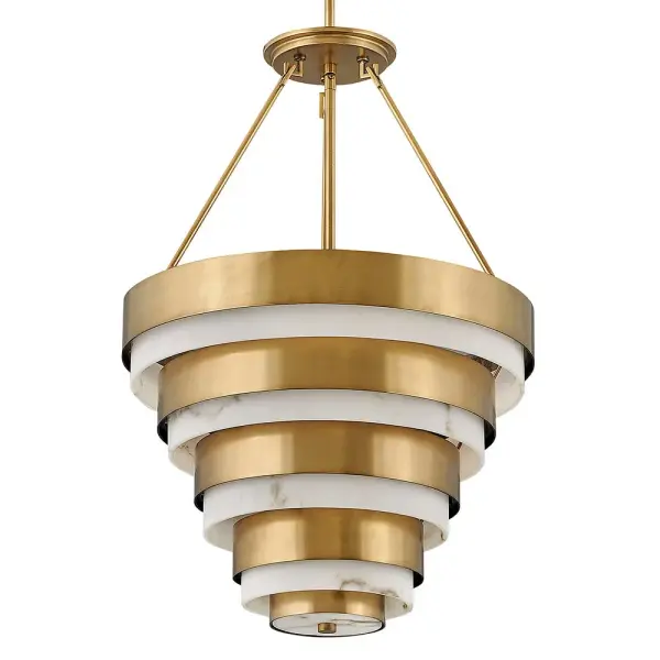 Breathing inspiration drawn from the classic style of Art Deco, Echelon, from our Lisa McDennon Collection, is a multi-tier style in a gleaming Heritage Brass finish. Through her global travels, Lisa McDennon pulls captivating style and trends and incorporates them into her product designs. - alternate view