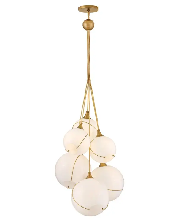 Mesmerizingly asymmetrical with a bohemian, midcentury modern flair, Skye showcases stunning globes of clear or cased opal glass with off-center openings. Slender rings and delicate details in Heritage Brass or Black finishes pull the look together, while adjustable wires allow you to create the perfect look for your space.
