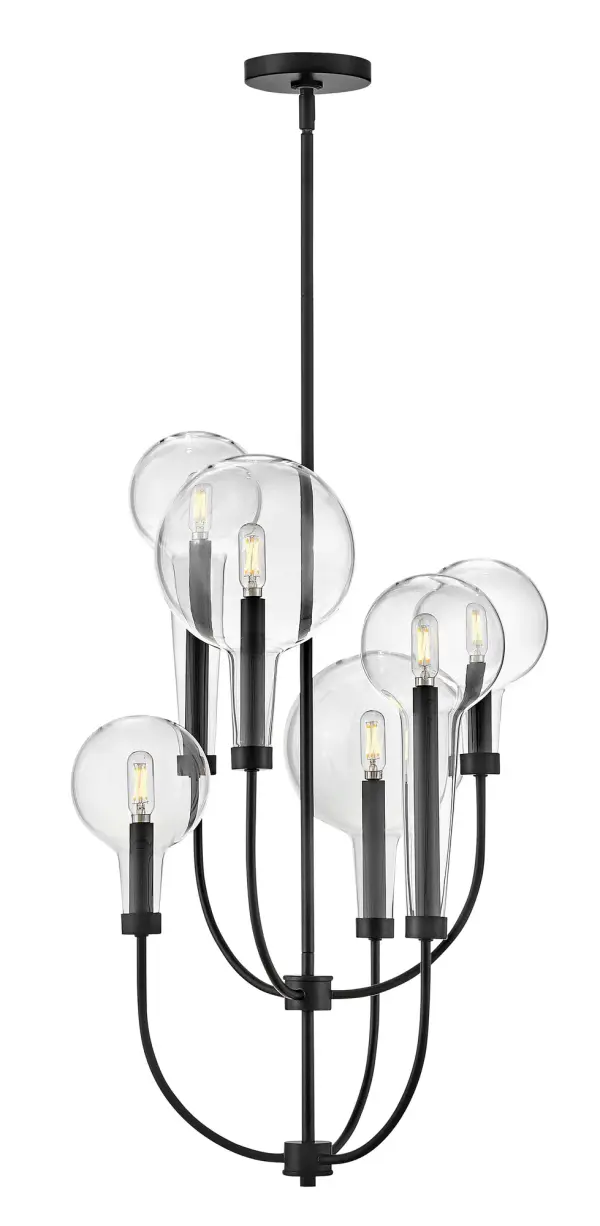 Inspired by the vintage flasks of a chemistry classroom, Alchemy is a unique statement piece. Its tapered globes instantly stand out in a variety of spaces, while the open silhouette enhances its sophisticated edge.