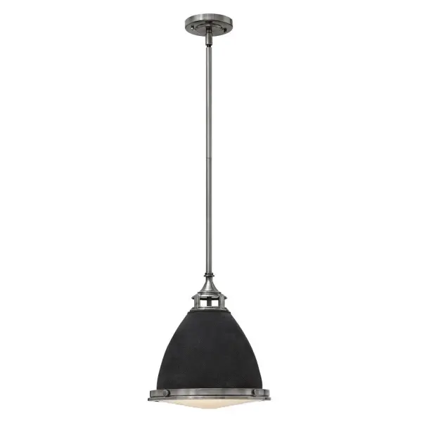 The Amelia pendant blends retro industrial design with modern LED efficiency. Cast metal fitter, decorative trim ring, and ornamental knobs create authentic vintage character in a compact 12.75-inch fixture.