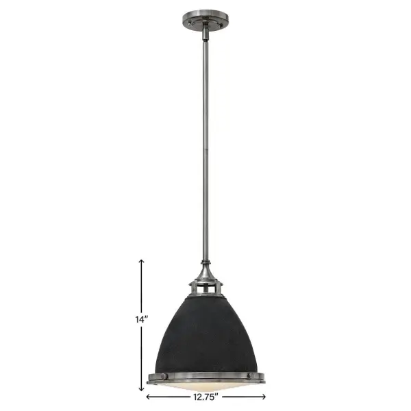 The Amelia pendant blends retro industrial design with modern LED efficiency. Cast metal fitter, decorative trim ring, and ornamental knobs create authentic vintage character in a compact 12.75-inch fixture. - alternate view