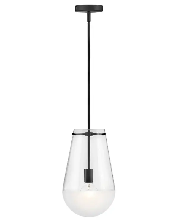 Beck's transitional style is reinforced by a smooth Lacquered Brass or Black finish paired with an etch-dipped glass shade offering texture and visual interest. - alternate view