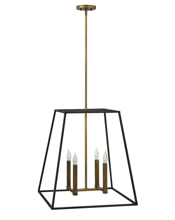 Fulton's minimalist beauty emphasizes 'less is more' with vintage industrial style. This clean, airy tapered cage design is constructed without glass and features contrasting finishes.