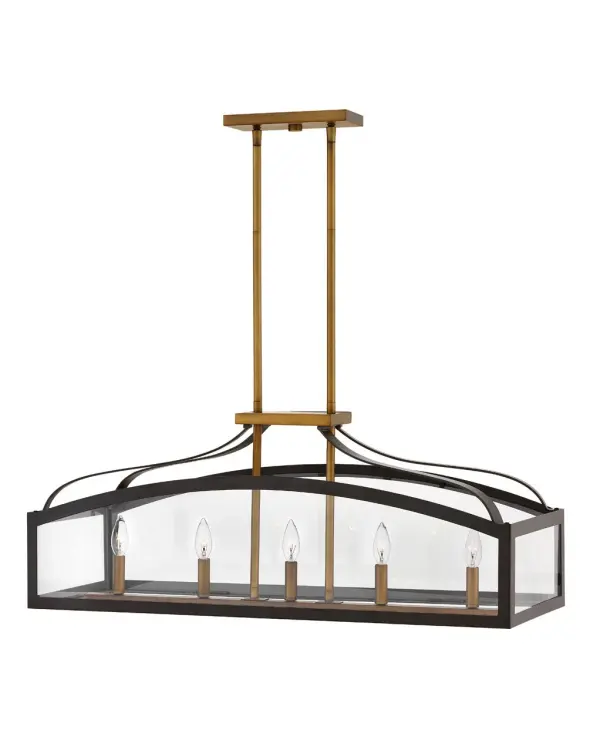 Large Five Light Linear Chandelier