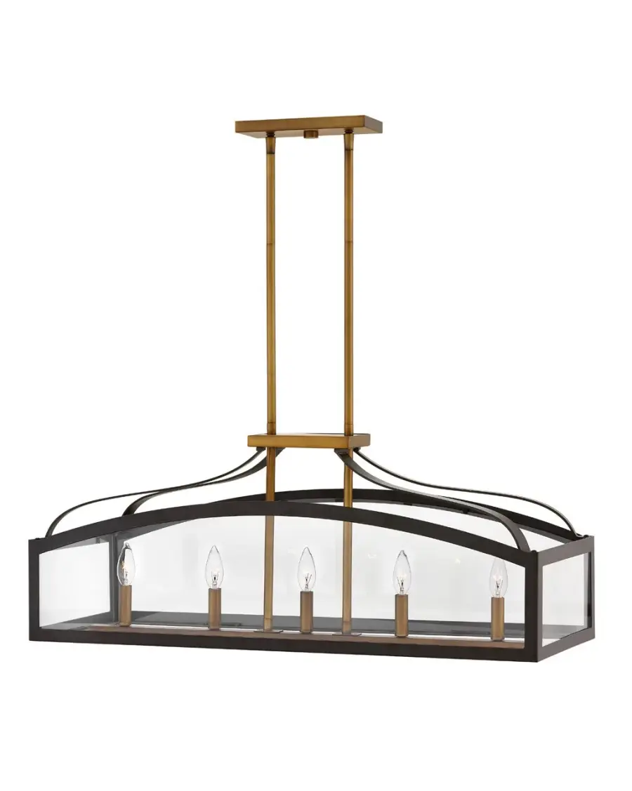 Large Five Light Linear Chandelier