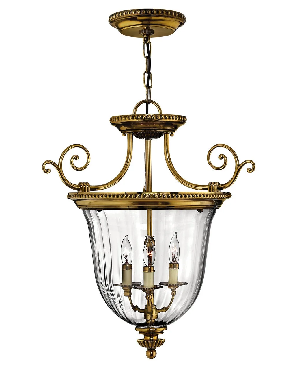 Cambridge LED Pendant in Burnished Brass