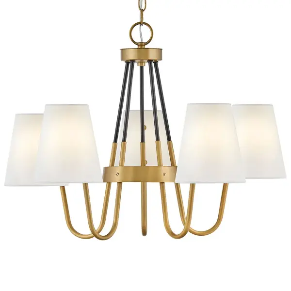 Aston breathes true tradition. Elegantly curved arms in contrasting finishes meet tapered offset shades. Exuding classic style, Aston is available in a Heritage Brass with Black finish. - alternate view
