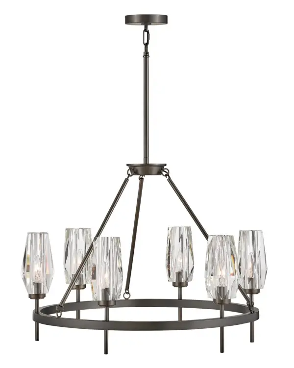 An embodiment of modern elegance, Ana’s faceted heavy-cut crystal gleams against a Black Oxide, Heritage Brass, or Polished Nickel finish. Like a piece of statement-making jewelry, Ana is the signature finishing touch in any setting.