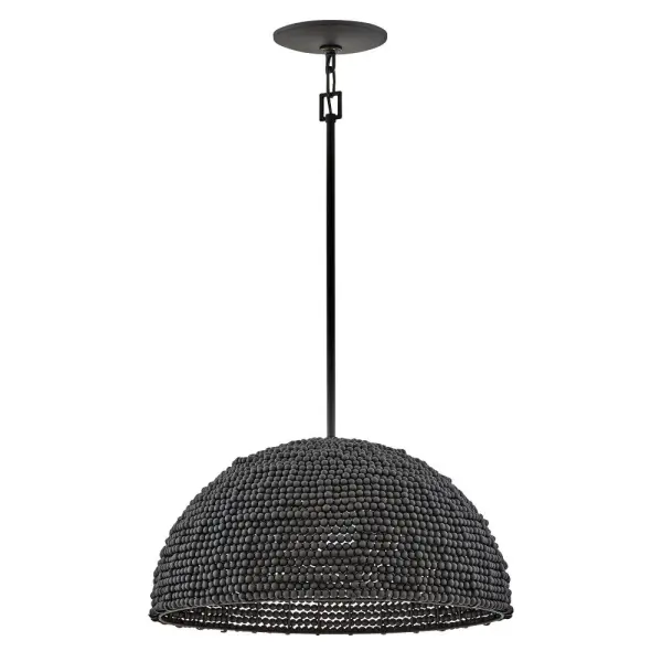 A warm, textural take on a traditional dome pendant, Dalia’s details come together in all the right ways. The dome shade is adorned with wooden beads, each one hand-strung for a unique look. The graceful, oversized profile is ready to finish-off your bohemian or Scandinavian look.