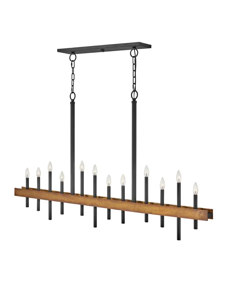 Wells LED Linear Chandelier in Weathered Brass