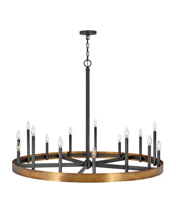 Authentic, vintage lighting that feels at home in an industrial setting is right in the wheelhouse for Wells. A wide band of solid weathered brass lays a firm foundation for a striking centerpiece to any space. Tapered candle sleeves reach up at staggered heights to create a true Old World aesthetic.