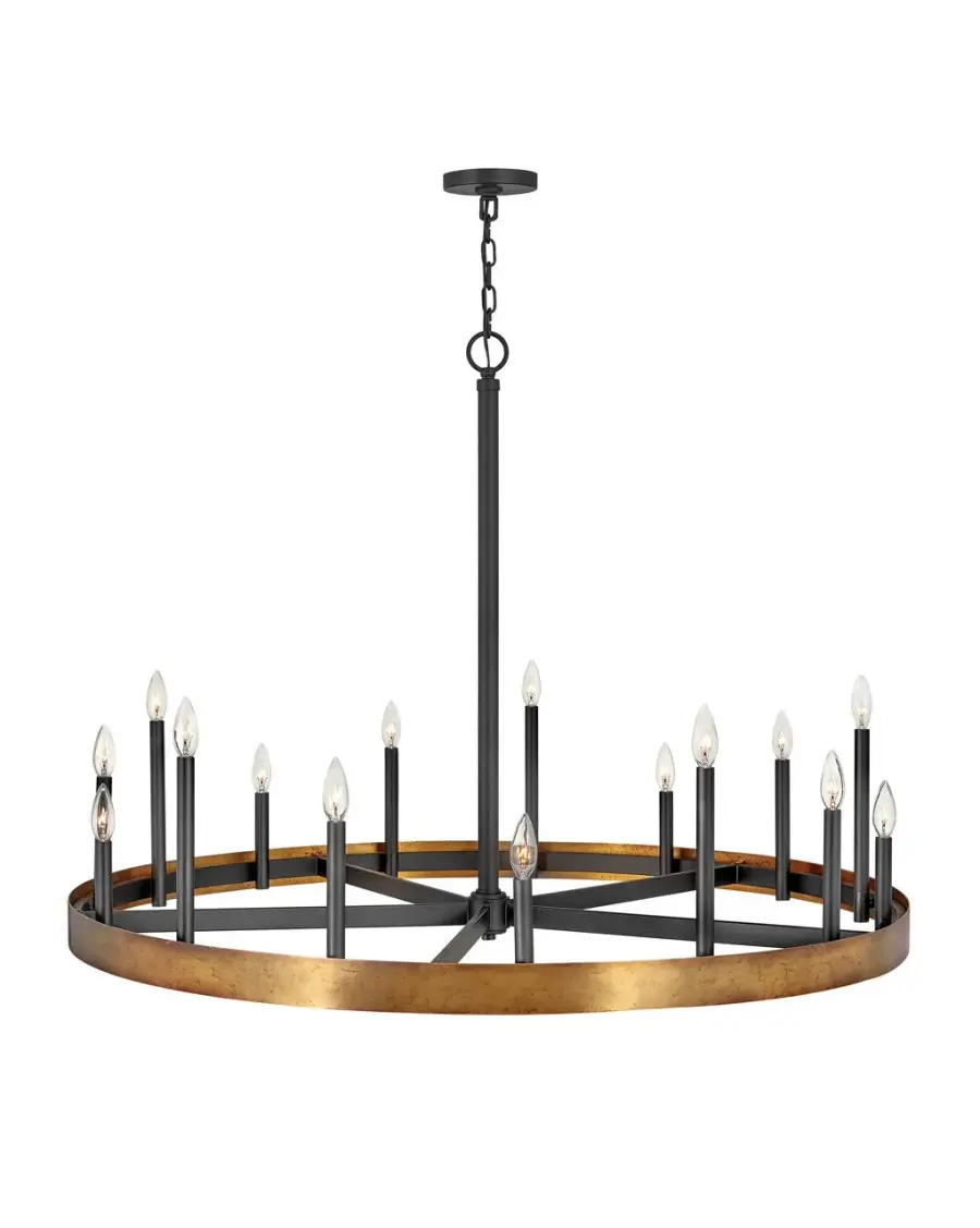 Wells LED Chandelier in Weathered Brass - Image 1